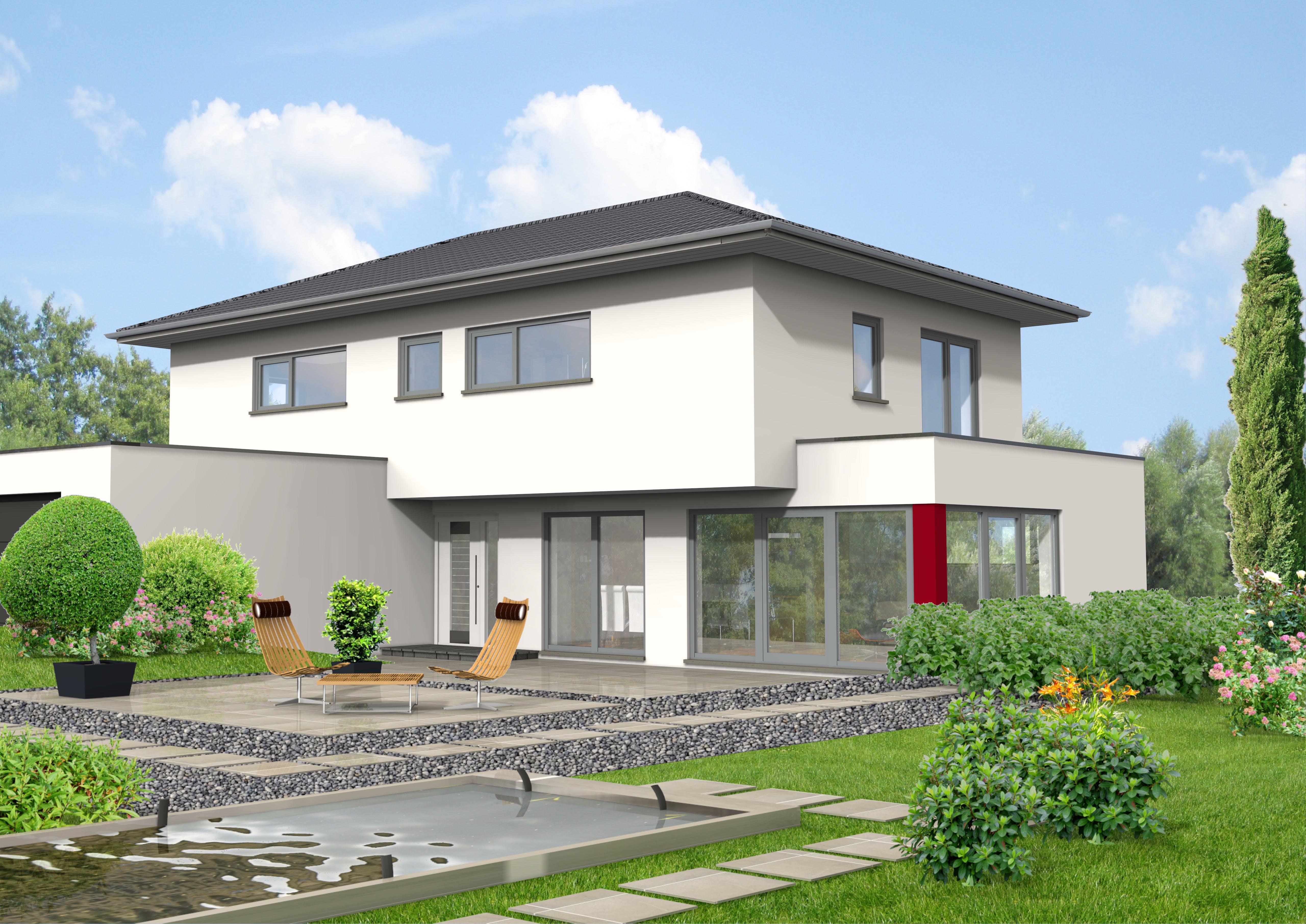 Fertighaus Hanau von Projekt Hausbau PHB Schlüsselfertig ab 365802€, Stadtvilla Außenansicht 1