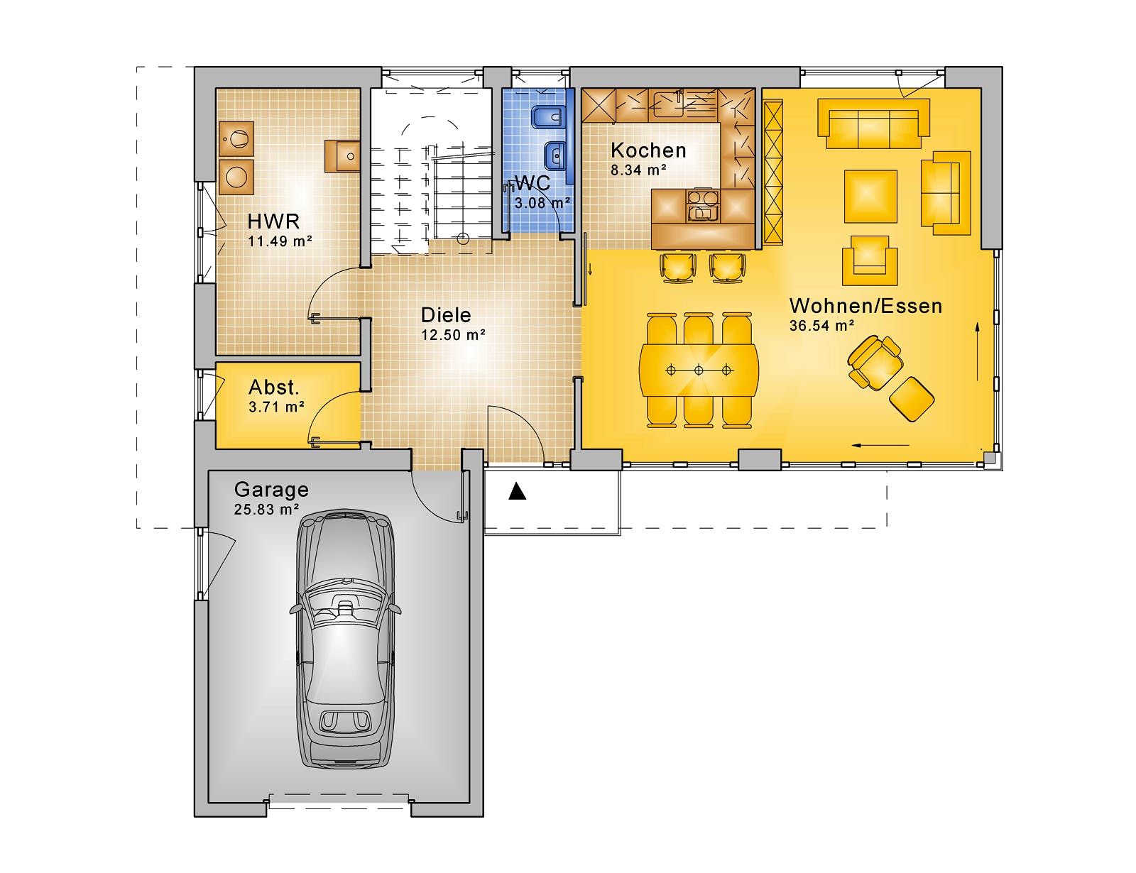 Fertighaus Hanau von Projekt Hausbau PHB Schlüsselfertig ab 365802€, Stadtvilla Grundriss 1