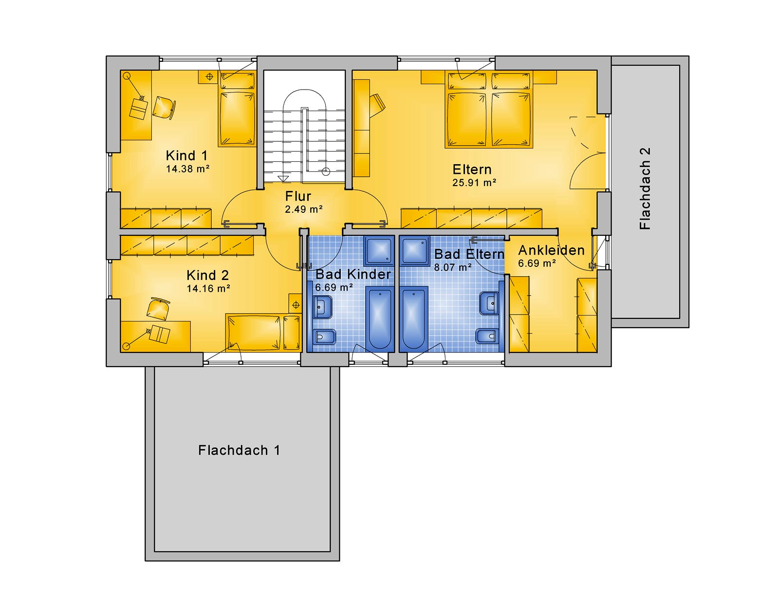Fertighaus Hanau von Projekt Hausbau PHB Schlüsselfertig ab 365802€, Stadtvilla Grundriss 2