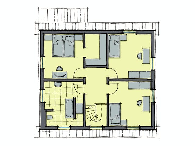 Fertighaus Platanenallee - Var. 1 von GUSSEK HAUS Schlüsselfertig ab 356500€, Satteldach-Klassiker Grundriss 2