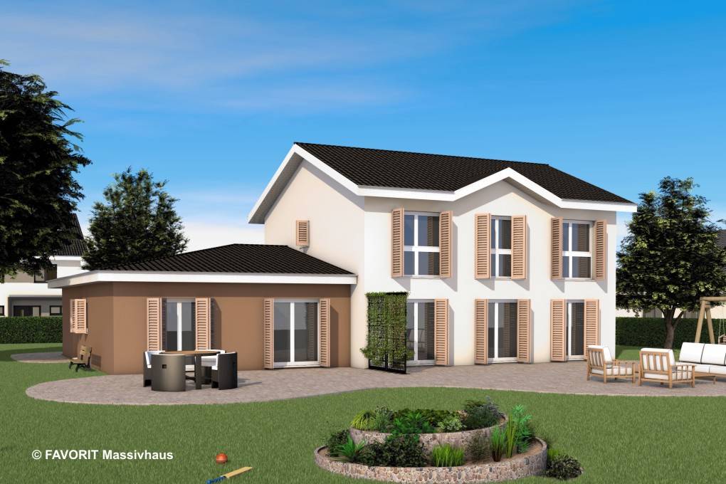 Massivhaus Premium 165/71 von Favorit Massivhaus Schlüsselfertig ab 642610€, Stadtvilla Außenansicht 1