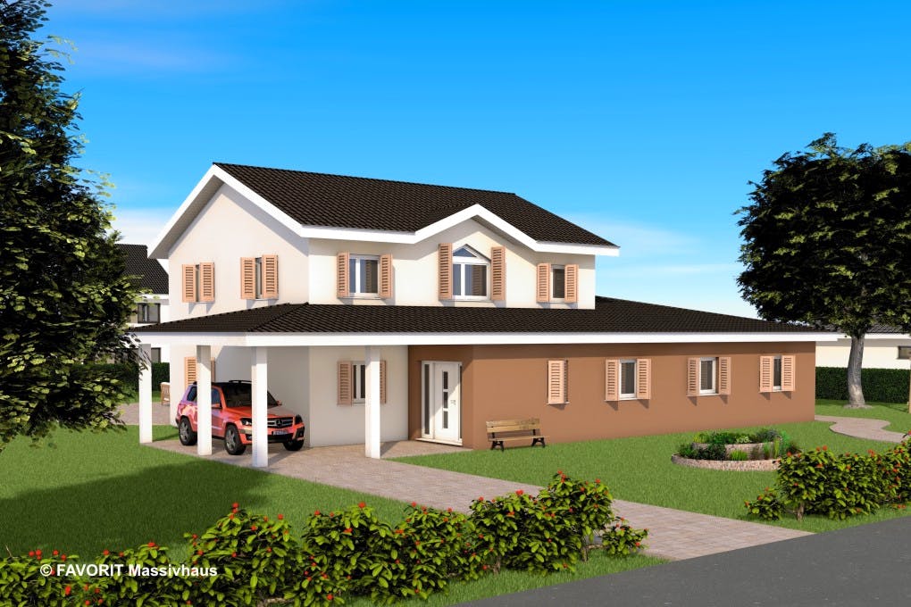Massivhaus Premium 165/71 von Favorit Massivhaus Schlüsselfertig ab 642610€, Stadtvilla Außenansicht 2