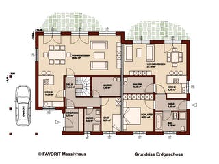 Massivhaus Premium 165/71 von FAVORIT Massivhaus Schlüsselfertig ab 617900€, Stadtvilla Grundriss 1