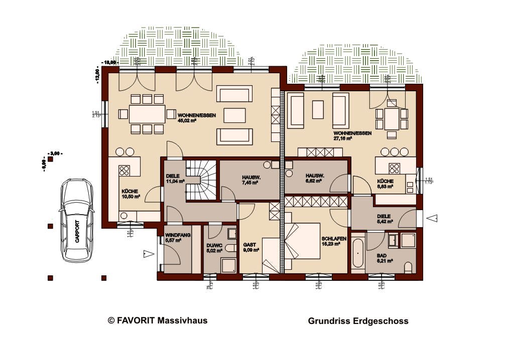 Massivhaus Premium 165/71 von Favorit Massivhaus Schlüsselfertig ab 642610€, Stadtvilla Grundriss 1