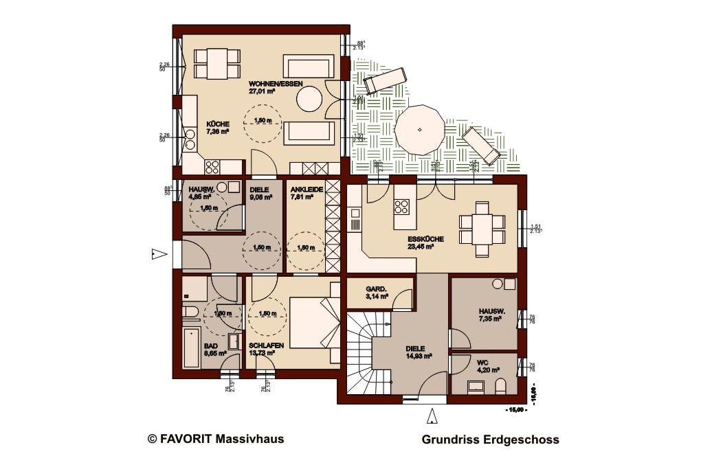 Massivhaus Premium 171/78 von Favorit Massivhaus Schlüsselfertig ab 609060€, Cubushaus Grundriss 1