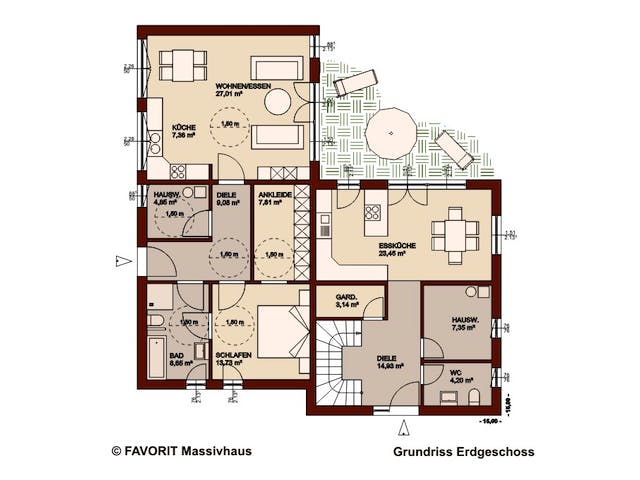 Massivhaus Premium 171/78 von Favorit Massivhaus Schlüsselfertig ab 609060€, Cubushaus Grundriss 1