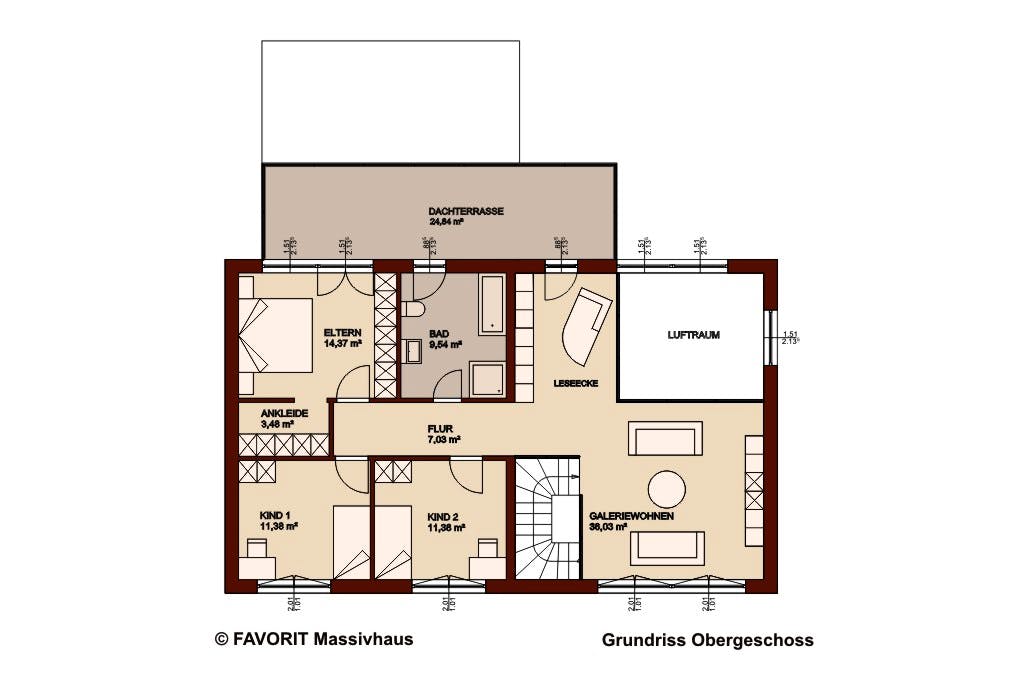 Massivhaus Premium 171/78 von Favorit Massivhaus Schlüsselfertig ab 609060€, Cubushaus Grundriss 2