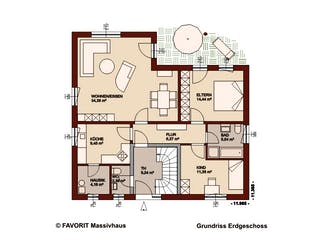 Massivhaus Premium 88/87 von FAVORIT Massivhaus, Stadtvilla Grundriss 1