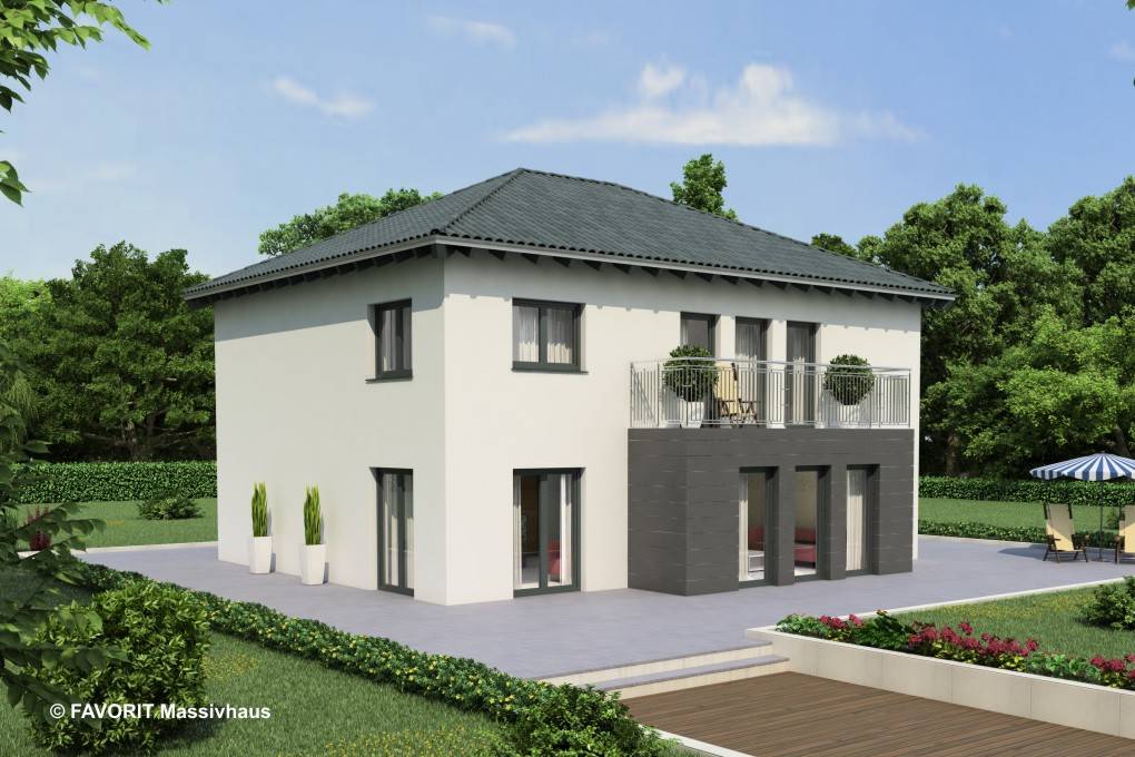 Massivhaus Premium 92/93 von Favorit Massivhaus Schlüsselfertig ab 461960€, Stadtvilla Außenansicht 1