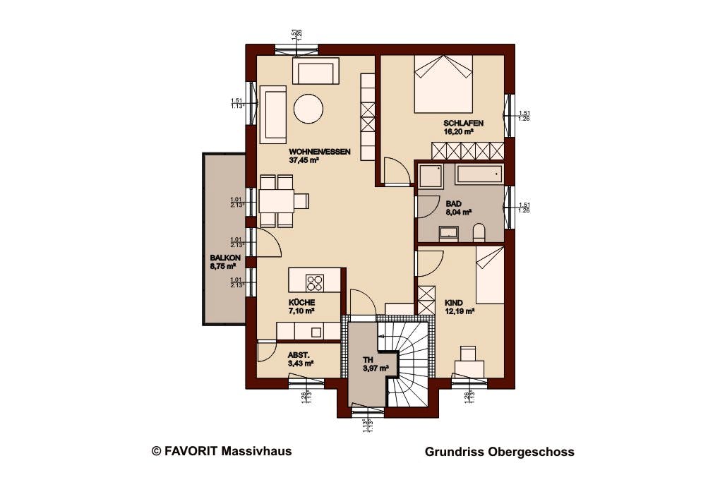 Massivhaus Premium 92/93 von Favorit Massivhaus Schlüsselfertig ab 461960€, Stadtvilla Grundriss 2