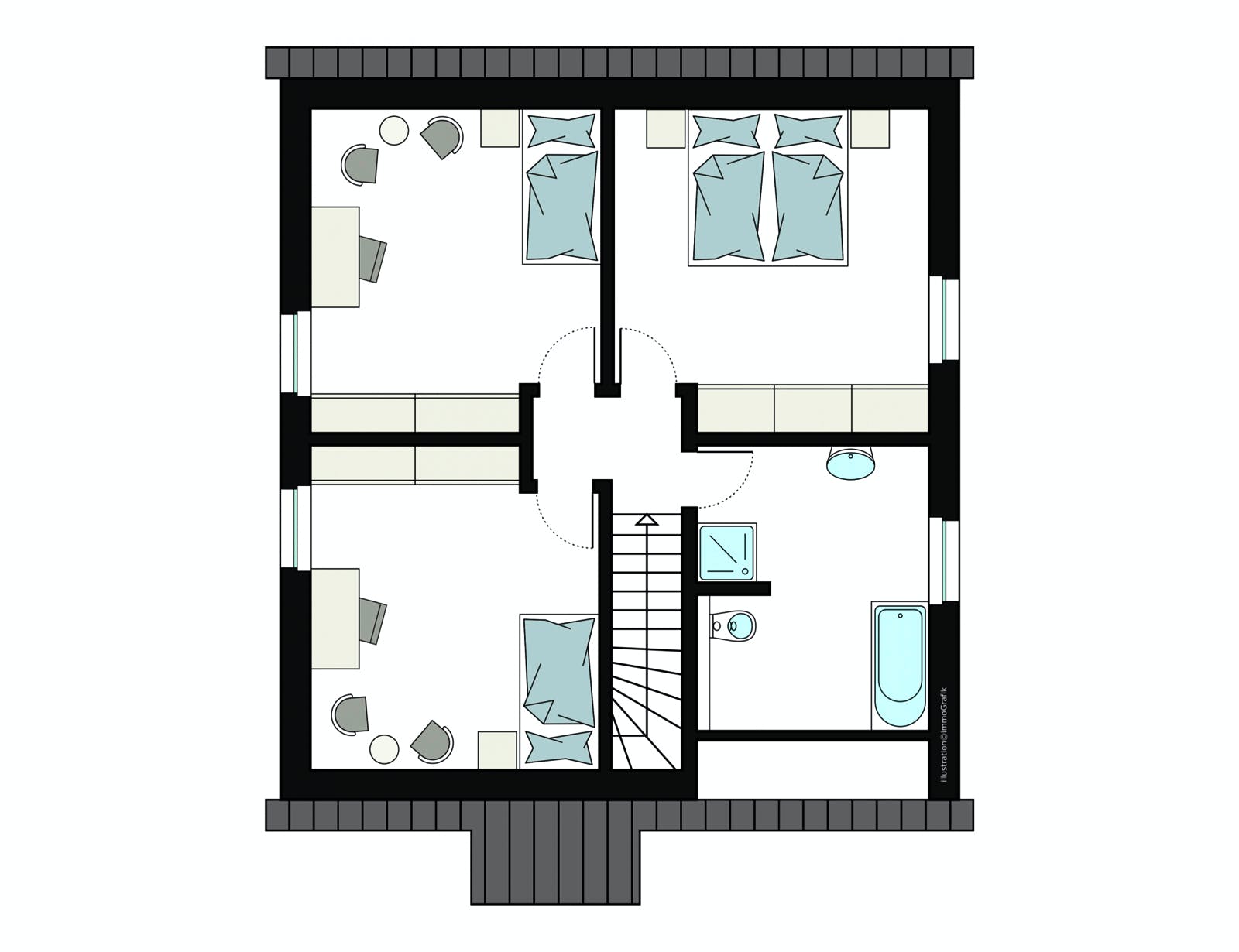 Fertighaus ProFamily 135/20 von ProHaus Schlüsselfertig ab 329471€, Satteldach-Klassiker Grundriss 2