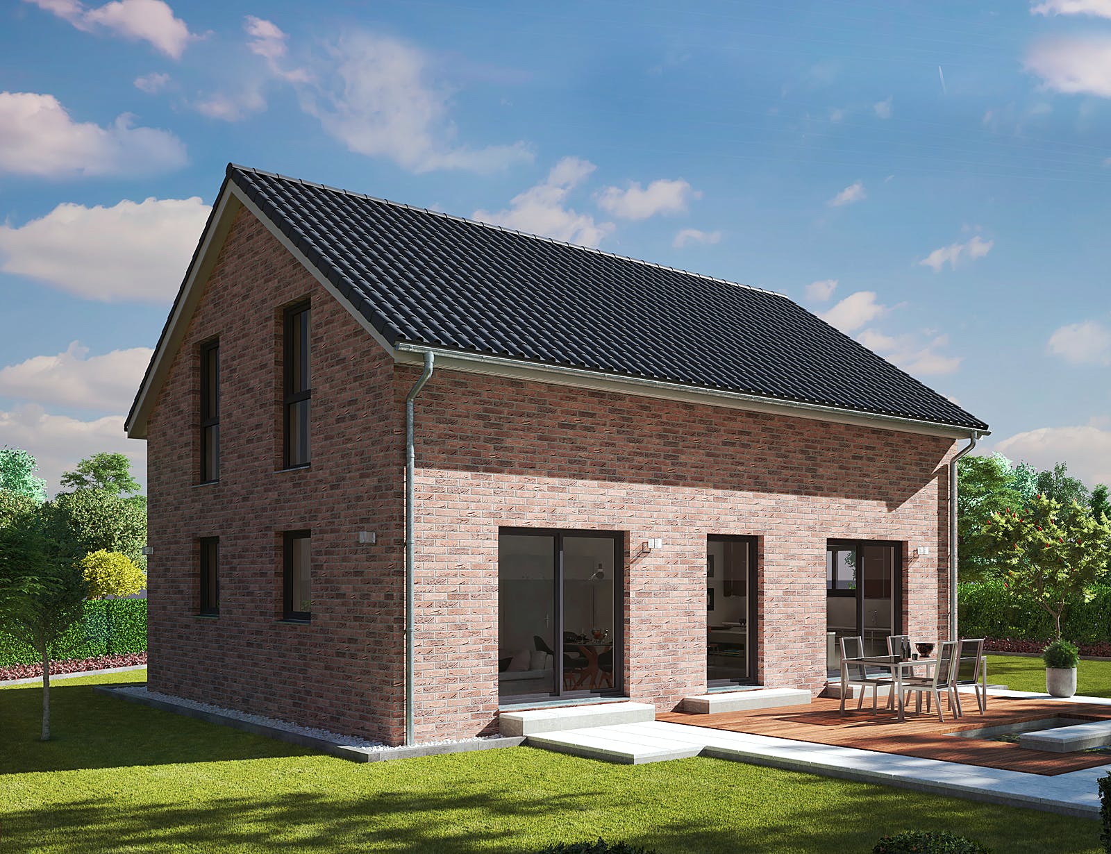 Fertighaus ProFamily 136/20 von ProHaus Schlüsselfertig ab 344713€, Satteldach-Klassiker Außenansicht 1