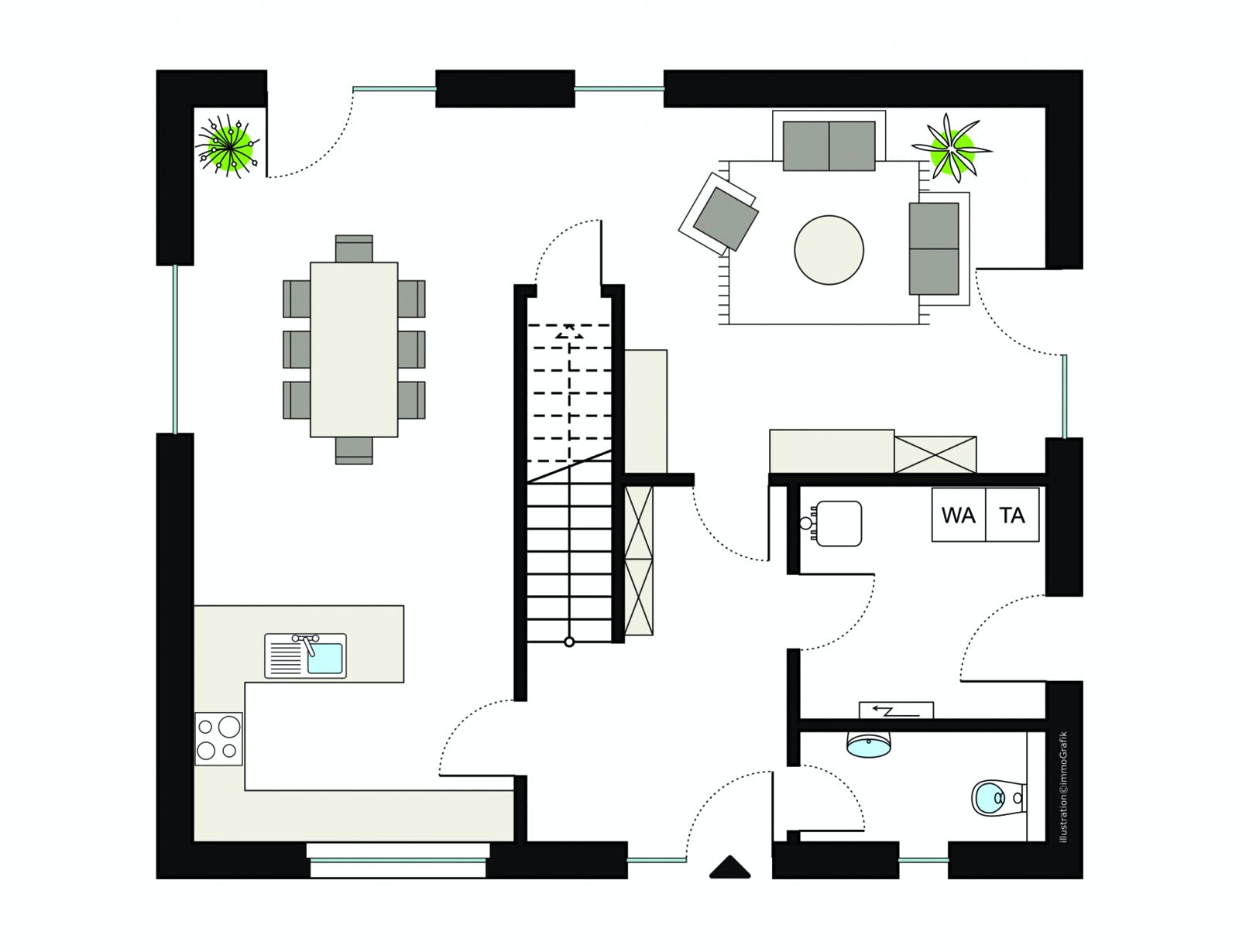 Fertighaus ProFamily 150/20 von ProHaus Schlüsselfertig ab 363928€, Satteldach-Klassiker Grundriss 1