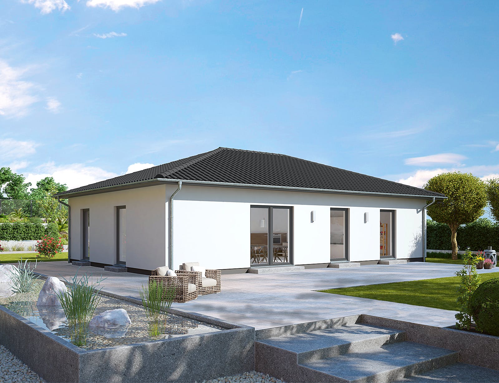 Fertighaus ProLife 105/20 von ProHaus Schlüsselfertig ab 296687€, Bungalow Außenansicht 1