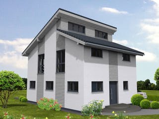 Fertighaus Pulthaus 127 von Suckfüll Energiesparhaus Schlüsselfertig ab 376313€, Pultdachhaus Außenansicht 1