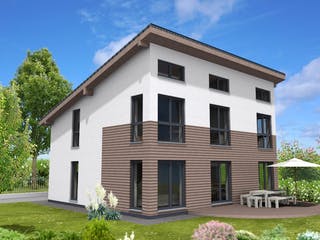 Fertighaus Pulthaus 167 von Suckfüll Energiesparhaus Schlüsselfertig ab 438019€, Pultdachhaus Außenansicht 1