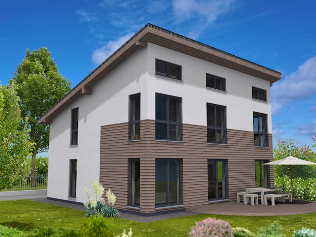 Fertighaus Pulthaus 167 von Suckfüll Energiesparhaus Schlüsselfertig ab 438019€, Pultdachhaus Außenansicht 1