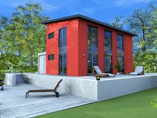 Massivhaus Pultline von Wagener Systemhausbau Schlüsselfertig ab 210000€, Pultdachhaus Außenansicht 1