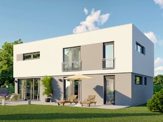 Massivhaus Amsterdam von P & P Massivhaus Schlüsselfertig ab 414000€, Cubushaus Außenansicht 2