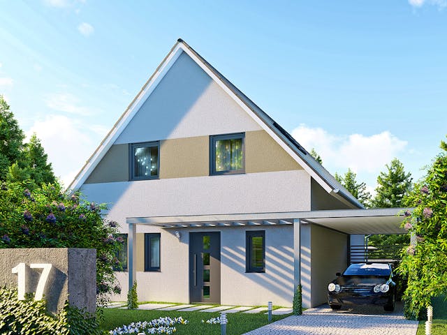 Massivhaus Bozen von P & P Massivhaus Schlüsselfertig ab 295000€, Satteldach-Klassiker Außenansicht 2