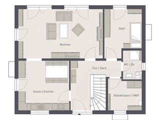 Massivhaus Como von P & P Massivhaus Schlüsselfertig ab 333000€, Stadtvilla Grundriss 1
