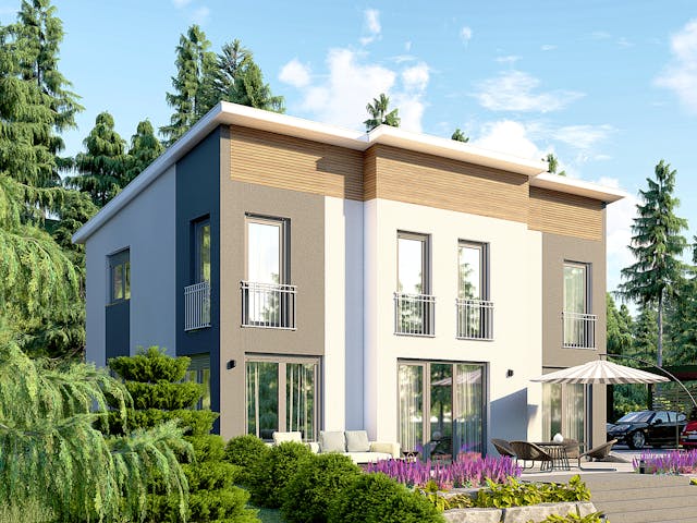 Massivhaus Kopenhagen von P & P Massivhaus Schlüsselfertig ab 338000€, Stadtvilla Außenansicht 1