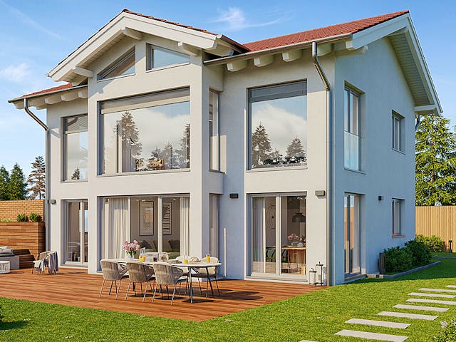 Massivhaus Lago von P & P Massivhaus Schlüsselfertig ab 340000€, Stadtvilla Außenansicht 1