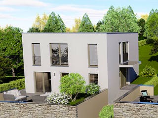 Massivhaus Lumi von P & P Massivhaus Schlüsselfertig ab 345000€, Cubushaus Außenansicht 2