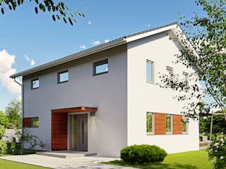 Massivhaus Meran von P & P Massivhaus Schlüsselfertig ab 335000€, Satteldach-Klassiker Außenansicht 2