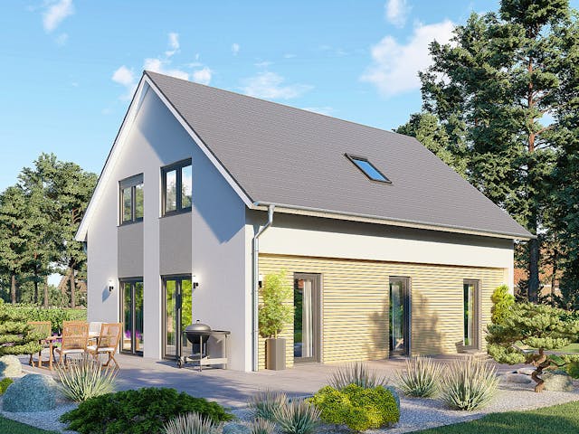 Massivhaus Milano von P & P Massivhaus Schlüsselfertig ab 322000€, Satteldach-Klassiker Außenansicht 1 Massivhaus Milano von P & P Massivhaus Schlüsselfertig ab 322000€, Satteldach-Klassiker Außenansicht 1