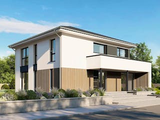 Massivhaus München von P & P Massivhaus Schlüsselfertig ab 410000€, Stadtvilla Außenansicht 3