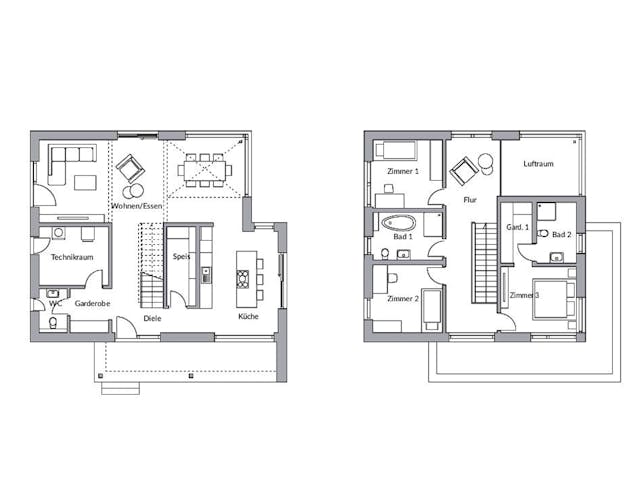 Massivhaus München von P & P Massivhaus Schlüsselfertig ab 410000€, Stadtvilla Grundriss 1