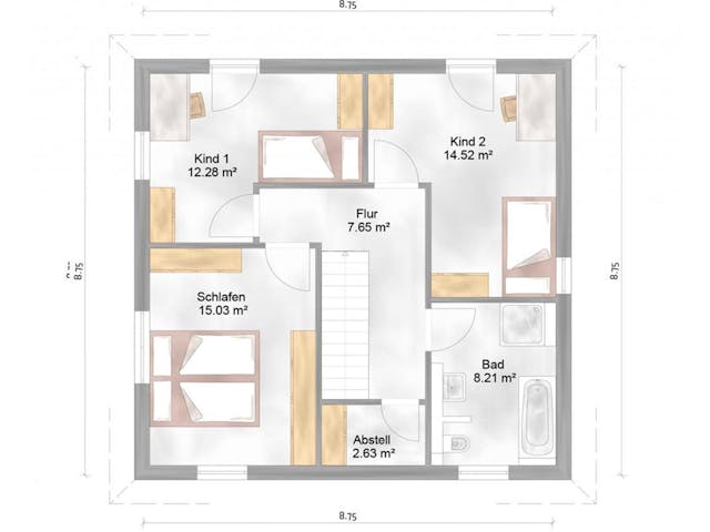 Massivhaus Siena von P & P Massivhaus Schlüsselfertig ab 299000€, Stadtvilla Grundriss 2