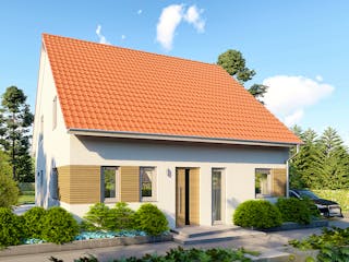 Massivhaus Trento von P & P Massivhaus Schlüsselfertig ab 299000€, Satteldach-Klassiker Außenansicht 2