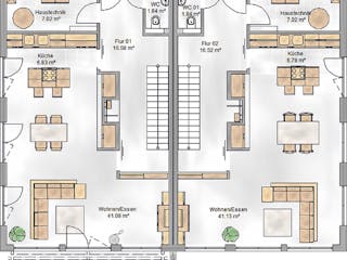 Massivhaus Wien von P & P Massivhaus Schlüsselfertig ab 315000€, Satteldach-Klassiker Grundriss 1