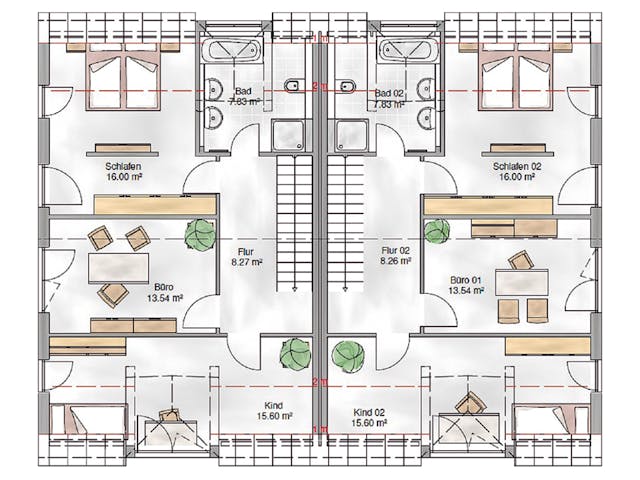 Massivhaus Wien von P & P Massivhaus Schlüsselfertig ab 315000€, Satteldach-Klassiker Grundriss 2