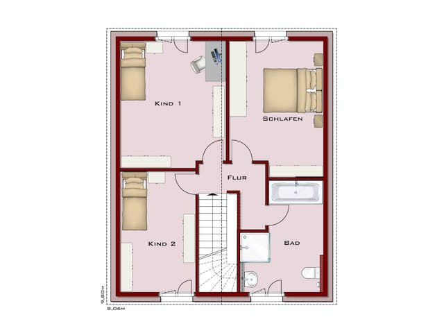Massivhaus Q1 SAPHIR von Q-Logic…Wohncompany, Satteldach-Klassiker Grundriss 2