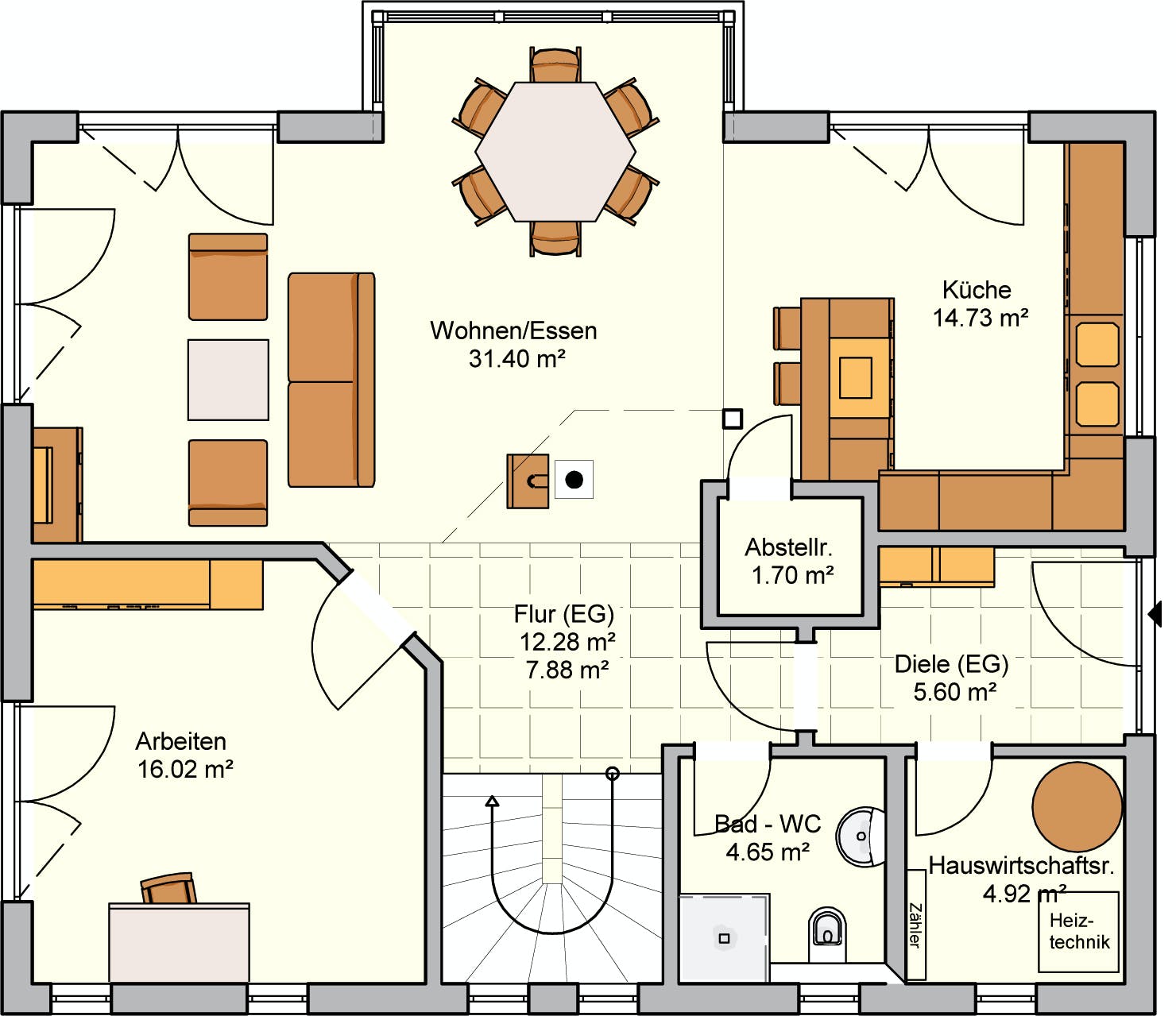 Fertighaus Elarie von FINGERHUT-HAUS Schlüsselfertig ab 460304€, Satteldach-Klassiker Grundriss 1