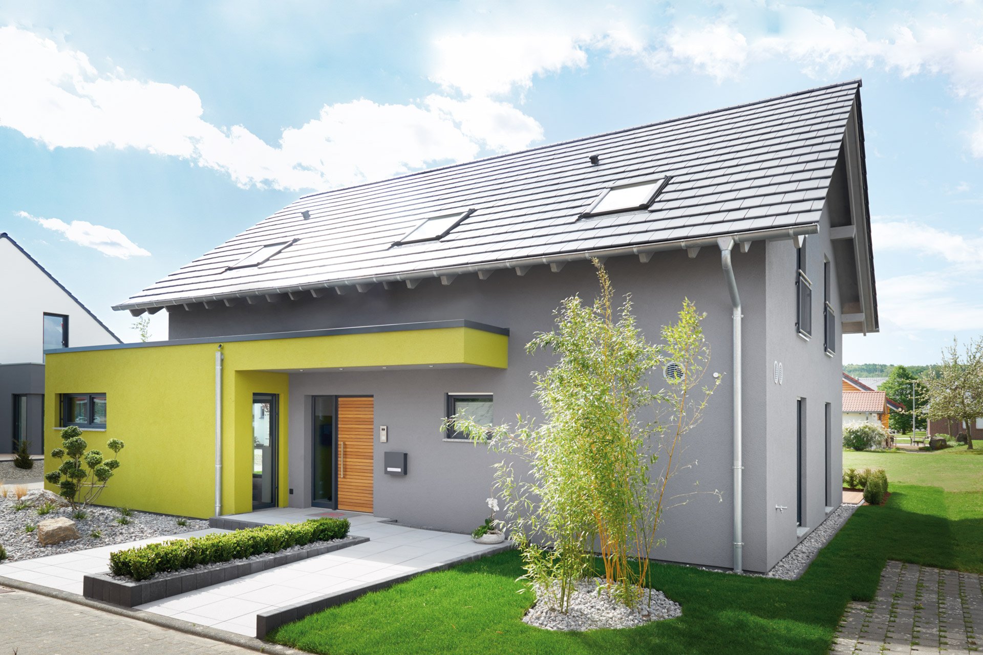 Fertighaus Koblenz von FINGERHUT-HAUS Schlüsselfertig ab 576916€, Satteldach-Klassiker Außenansicht 1