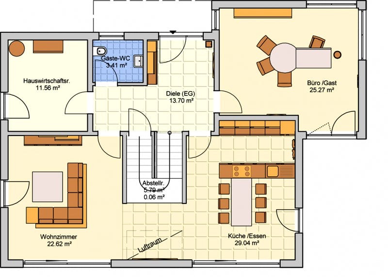 Fertighaus Koblenz von FINGERHUT-HAUS Schlüsselfertig ab 576916€, Satteldach-Klassiker Grundriss 1