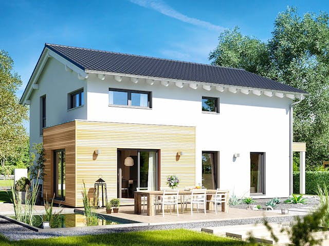 Fertighaus Balance von Fingerhut Haus Schlüsselfertig ab 461585€, Satteldach-Klassiker Außenansicht 1