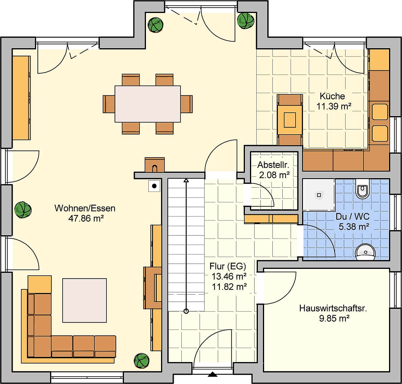 Fertighaus Locca von FINGERHUT-HAUS Schlüsselfertig ab 474566€, Satteldach-Klassiker Grundriss 1