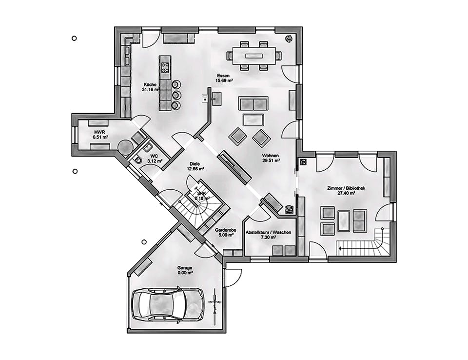 Massivhaus Regia von AUREA Massivhaus, Stadtvilla Grundriss 1