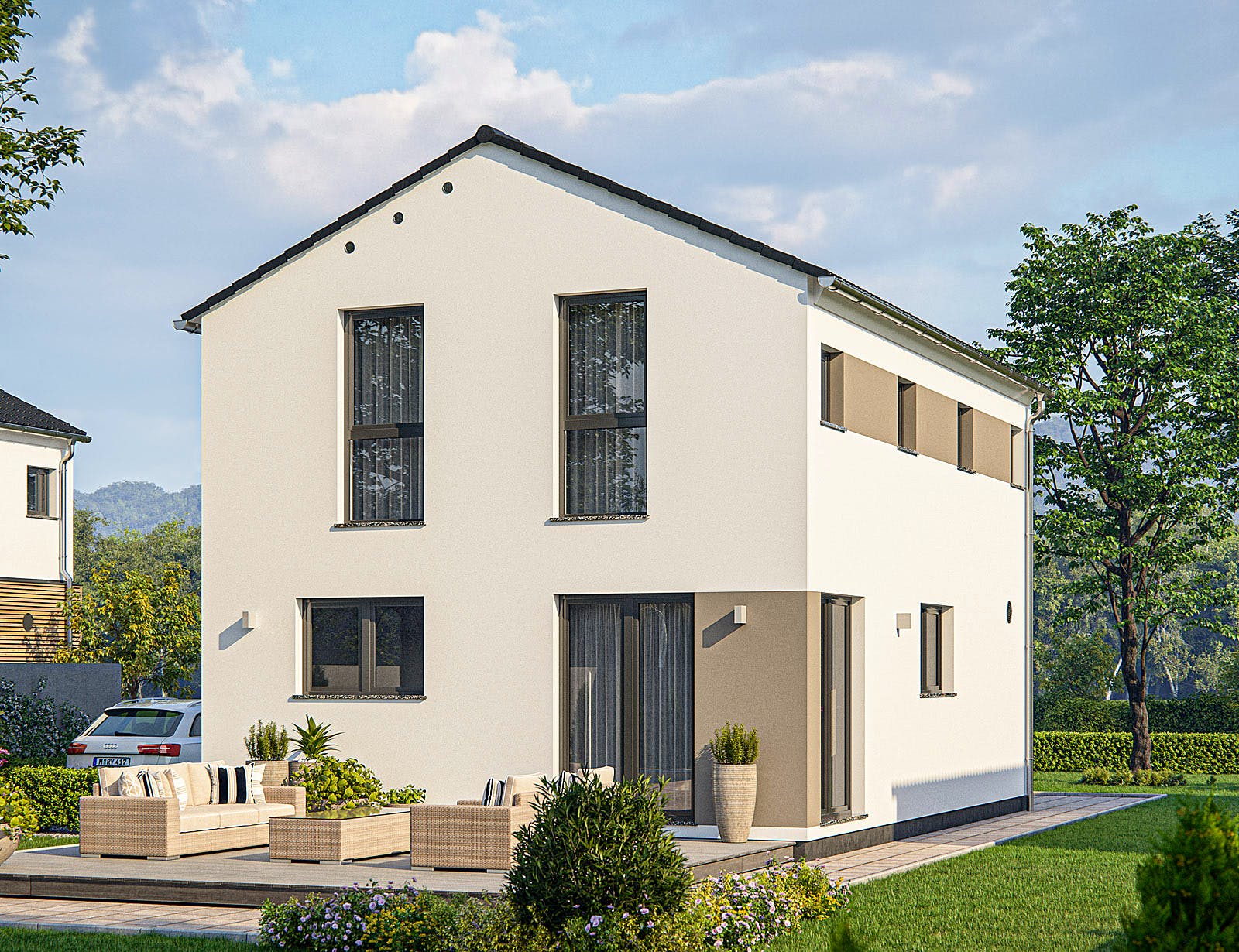 Fertighaus Clou 100 von RENSCH-HAUS Schlüsselfertig ab 313086€, Satteldach-Klassiker Außenansicht 2