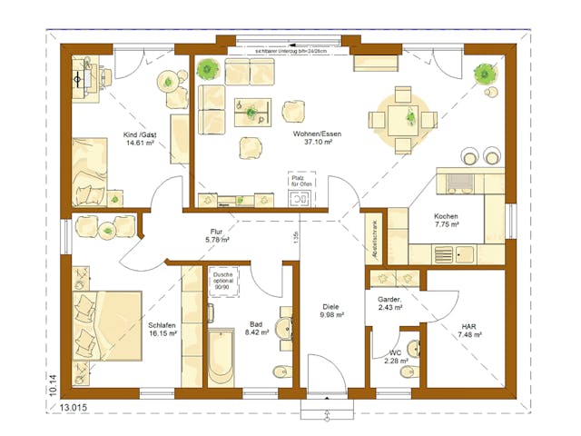 Fertighaus CLOU 111 von RENSCH-HAUS Schlüsselfertig ab 294059€, Bungalow Grundriss 1
