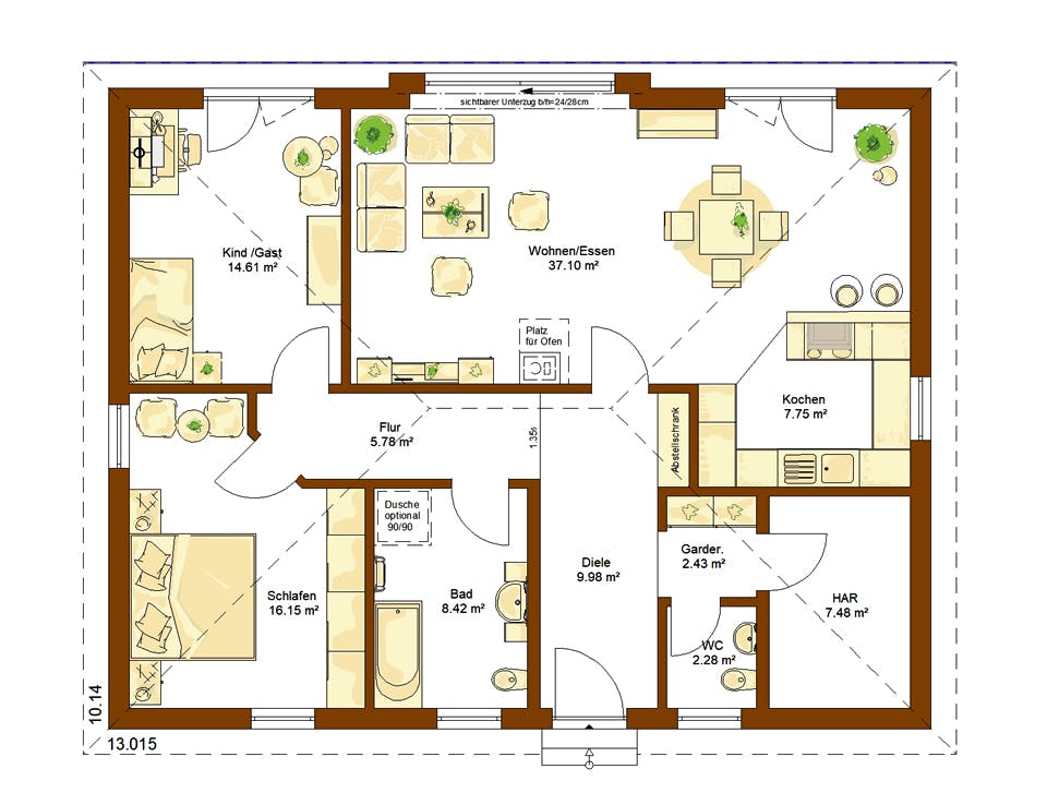 Fertighaus CLOU 111 von RENSCH-HAUS Schlüsselfertig ab 294059€, Bungalow Grundriss 1