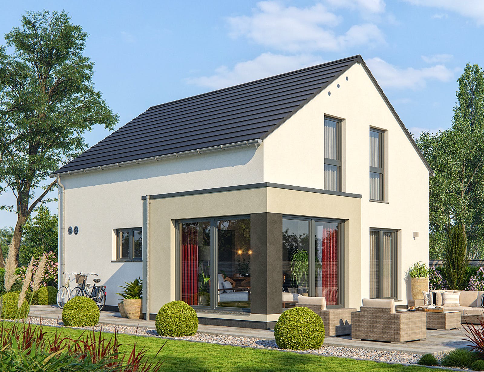 Fertighaus CLOU 119 von RENSCH-HAUS Schlüsselfertig ab 340221€, Satteldach-Klassiker Außenansicht 1