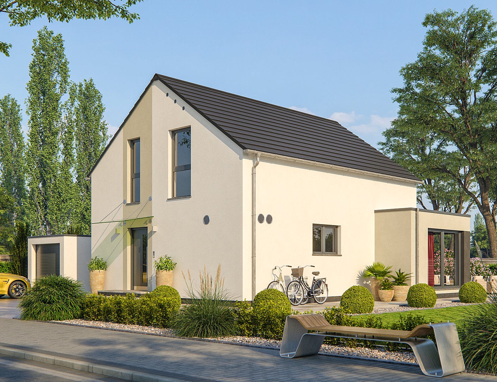 Fertighaus CLOU 119 von RENSCH-HAUS Schlüsselfertig ab 340221€, Satteldach-Klassiker Außenansicht 2