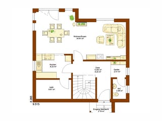 Fertighaus Clou 123.1 von RENSCH-HAUS Schlüsselfertig ab 337461€, Satteldach-Klassiker Grundriss 1