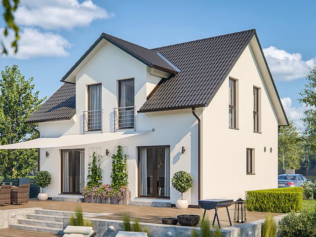 Fertighaus CLOU 123 von RENSCH-HAUS Schlüsselfertig ab 320587€, Satteldach-Klassiker Außenansicht 1 Fertighaus CLOU 123 von RENSCH-HAUS Schlüsselfertig ab 320587€, Satteldach-Klassiker Außenansicht 1